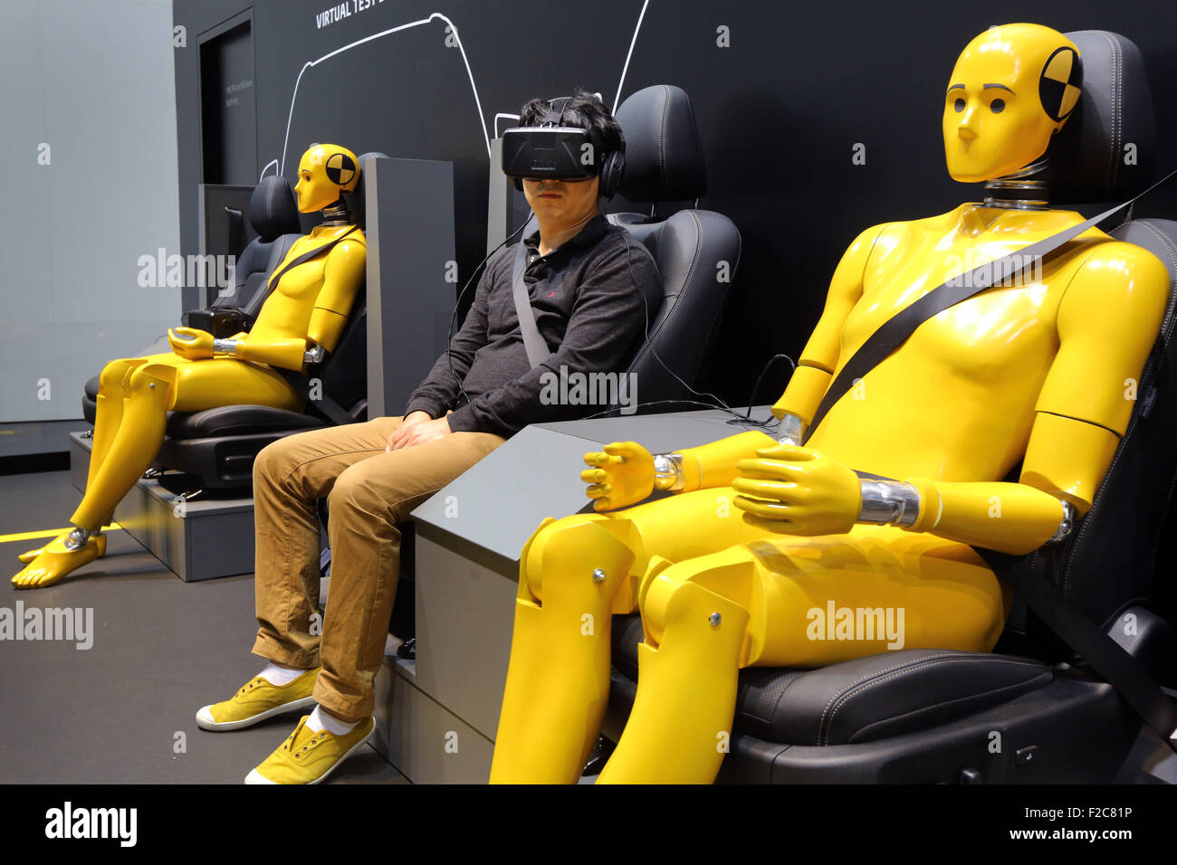 Frankfurt/M, 16.09.2015 - Virtual test drive at the TOYOTA stand at the 66th International Motor Show IAA 2015 (Internationale Automobil Ausstellung, IAA) in Frankfurt/Main, Germany Stock Photo