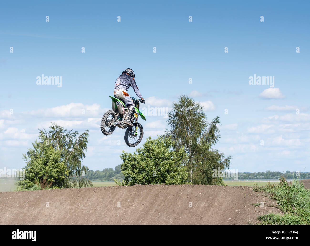 MUNICH, GERMANY - AUGUST 17: Unknown rider participates at the training of the Motorsport Club Freisinger Baer in Munich Stock Photo