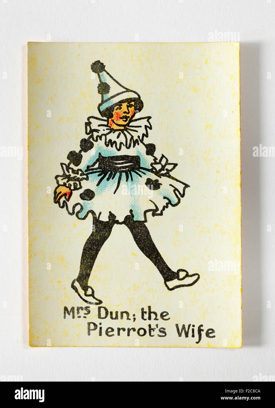 Mrs Dun, The Pierrots Wife Playing Card from Vintage Happy Families Game Stock Photo