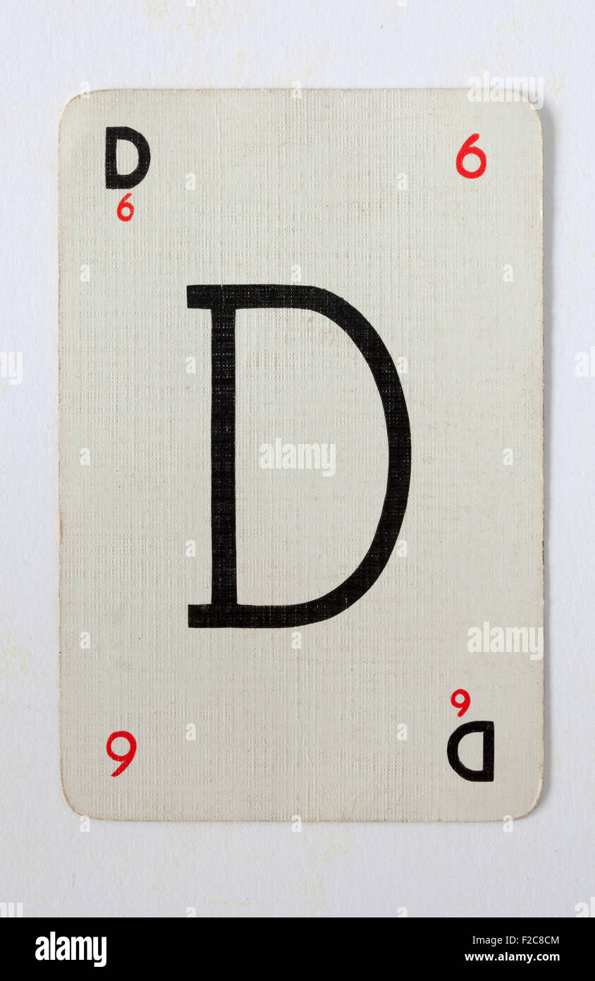 Vintage Playing Card Letter D from Lexicon Card Game Stock Photo