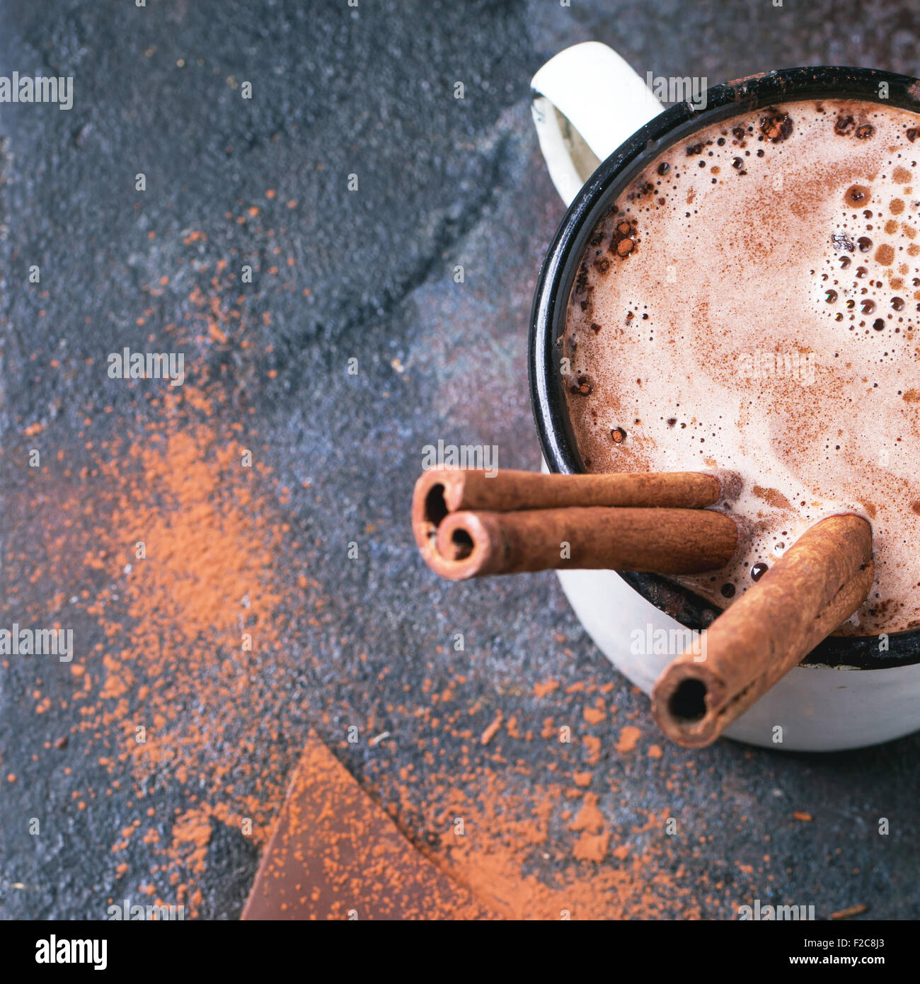 Hot chocolate with cinnamon Stock Photo