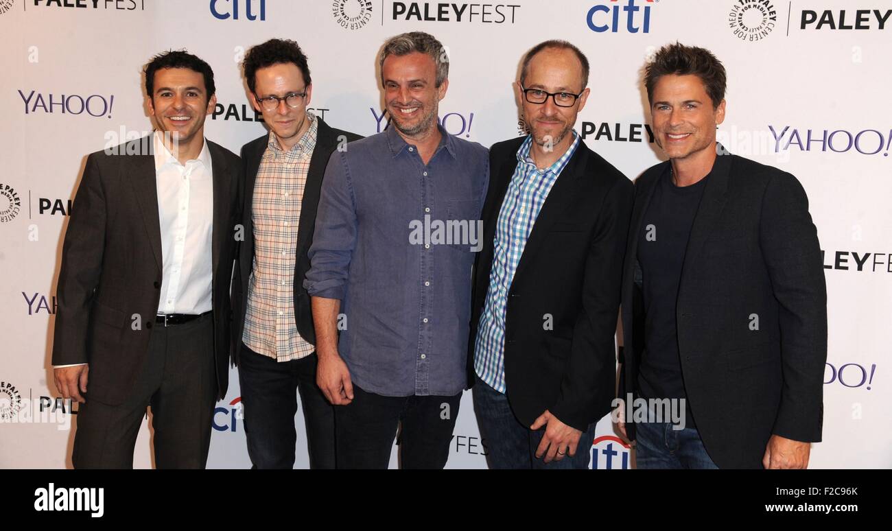 Beverly Hills, CA. 15th Sep, 2015. Fred Savage, Jarrad Paul, Rob Lowe, Andrew Mogel at arrivals for THE GRINDER and GRANDFATHERED at the 2015 Paleyfest Fall TV Previews for FOX, The Paley Center for Media, Beverly Hills, CA September 15, 2015. Credit:  Dee Cercone/Everett Collection/Alamy Live News Stock Photo