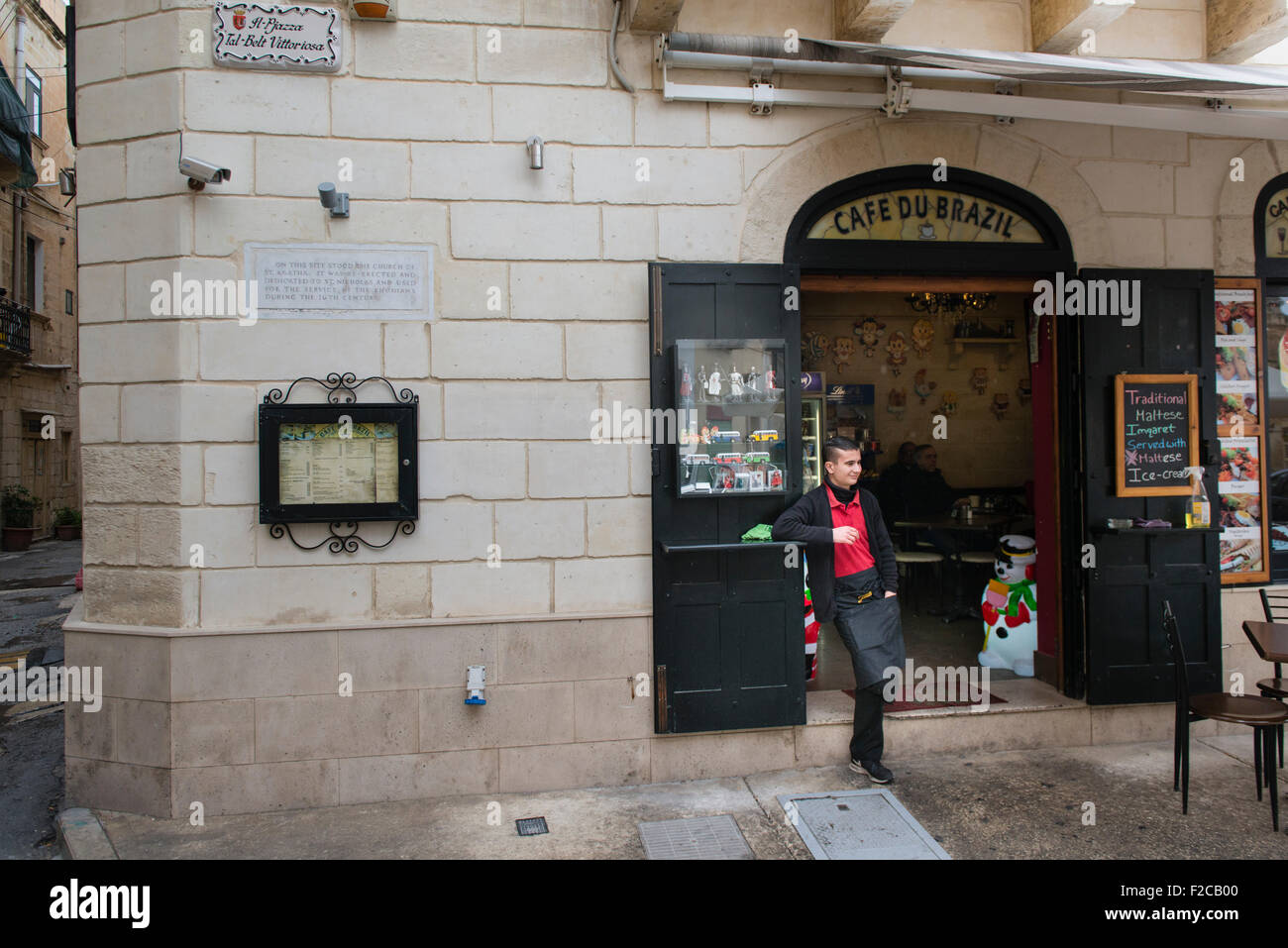 Malta, 1 January 2015 In the renovated streets of Birgu, part of the three cities and the first captal of Malta before valletta. Stock Photo