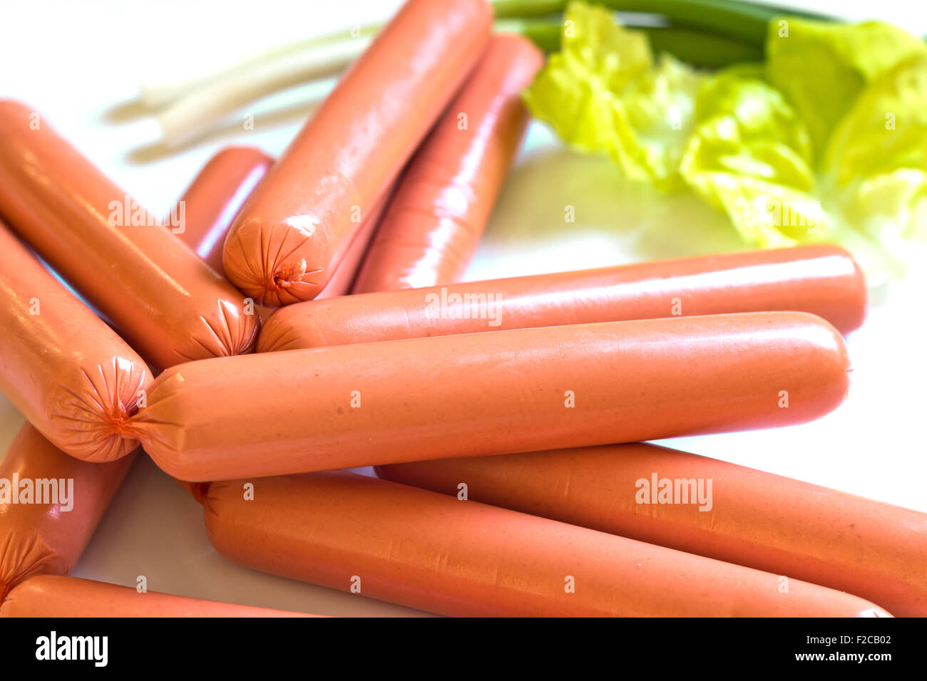 Raw hot dog Stock Photo