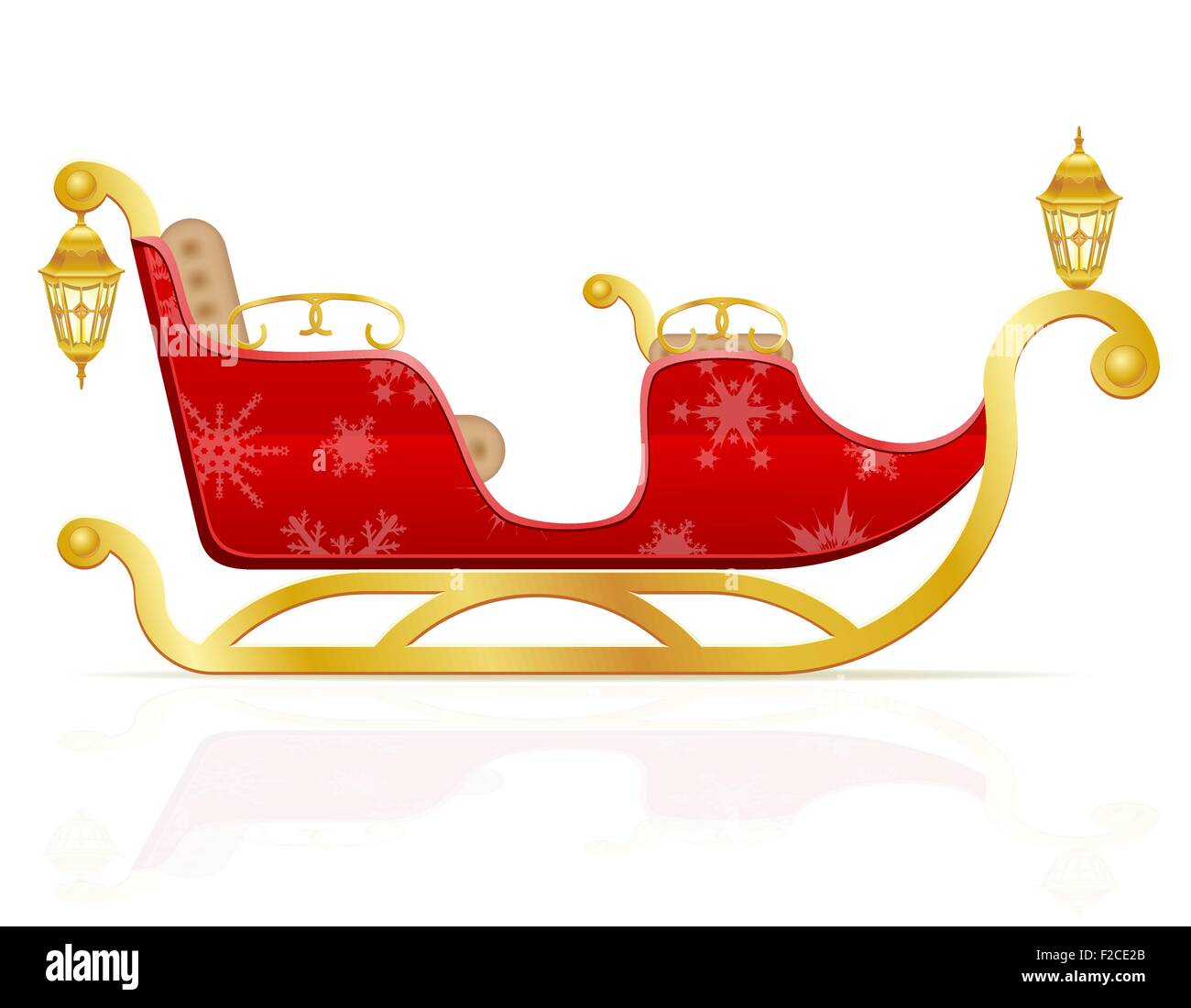 red christmas sleigh of santa claus vector illustration isolated on ...