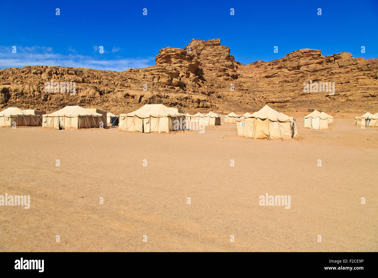 Camp in Wadi Rum Desert Stock Photo