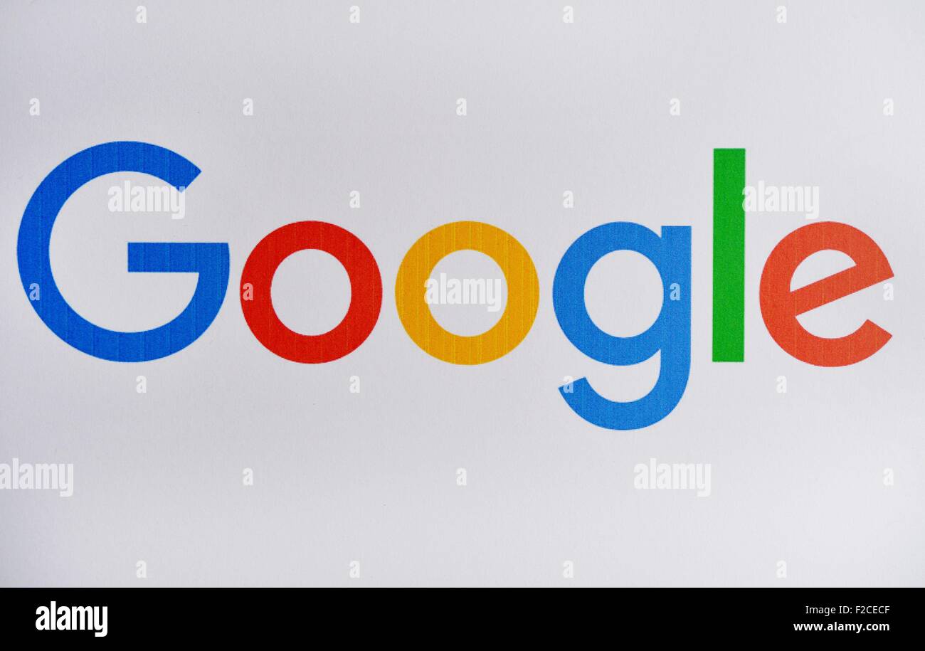 The logo of the internet search engine Google, Germany, city of Osterode, 16. September 2015. Photo: Frank May Stock Photo