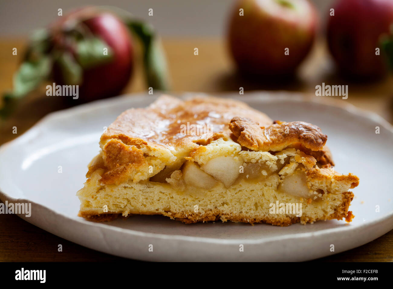 Slice of apple cake Stock Photo