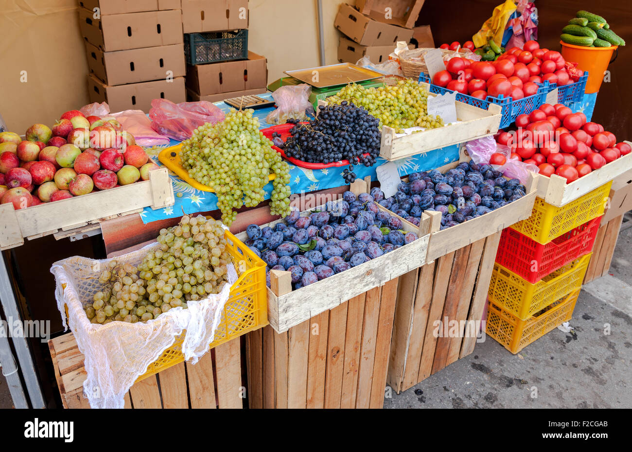 Fresh organic fruits and vegetables for sale at the farmers market