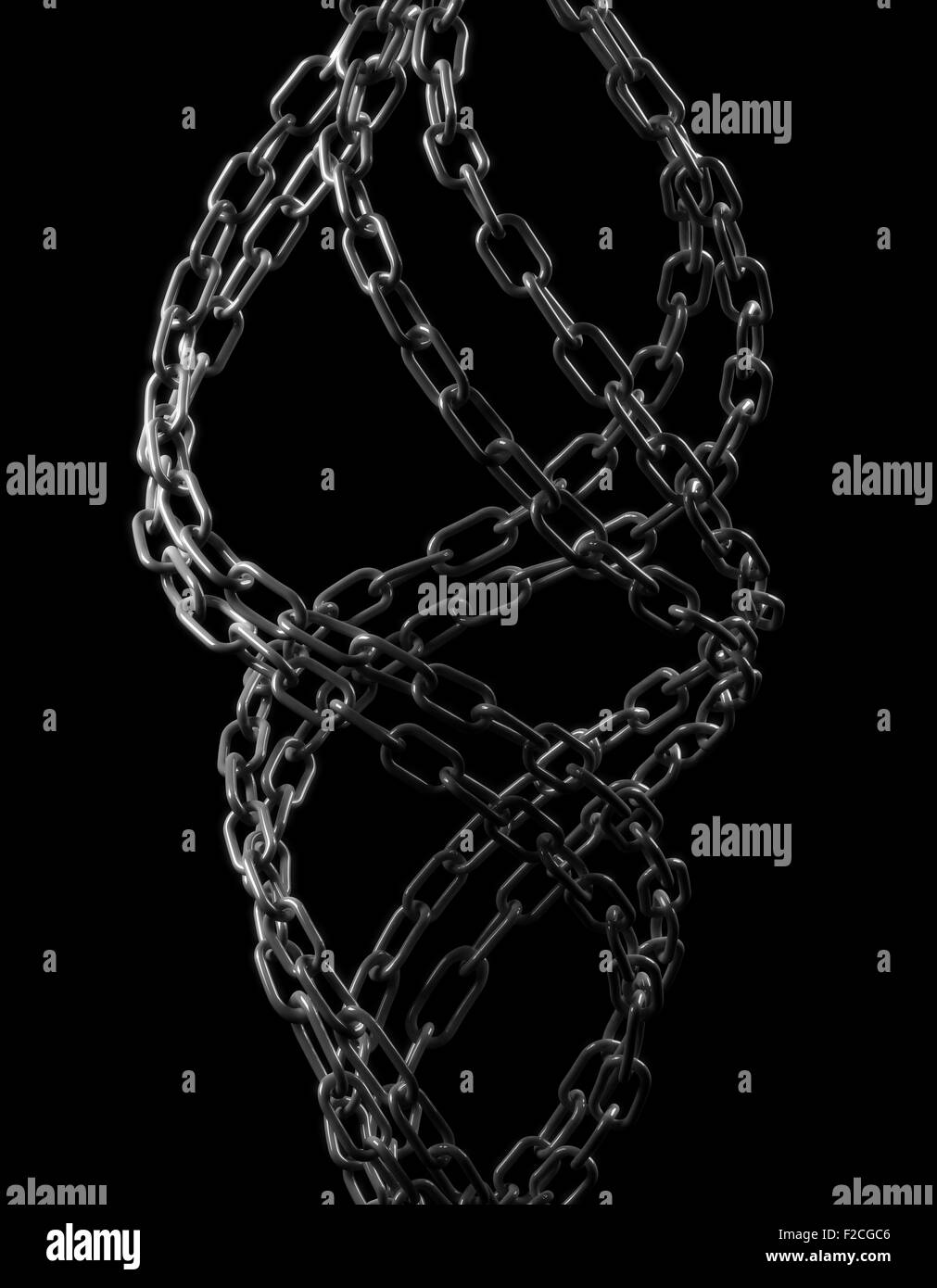 Chain - isolated on black , This is a computer generated and 3d rendered picture. Stock Photo