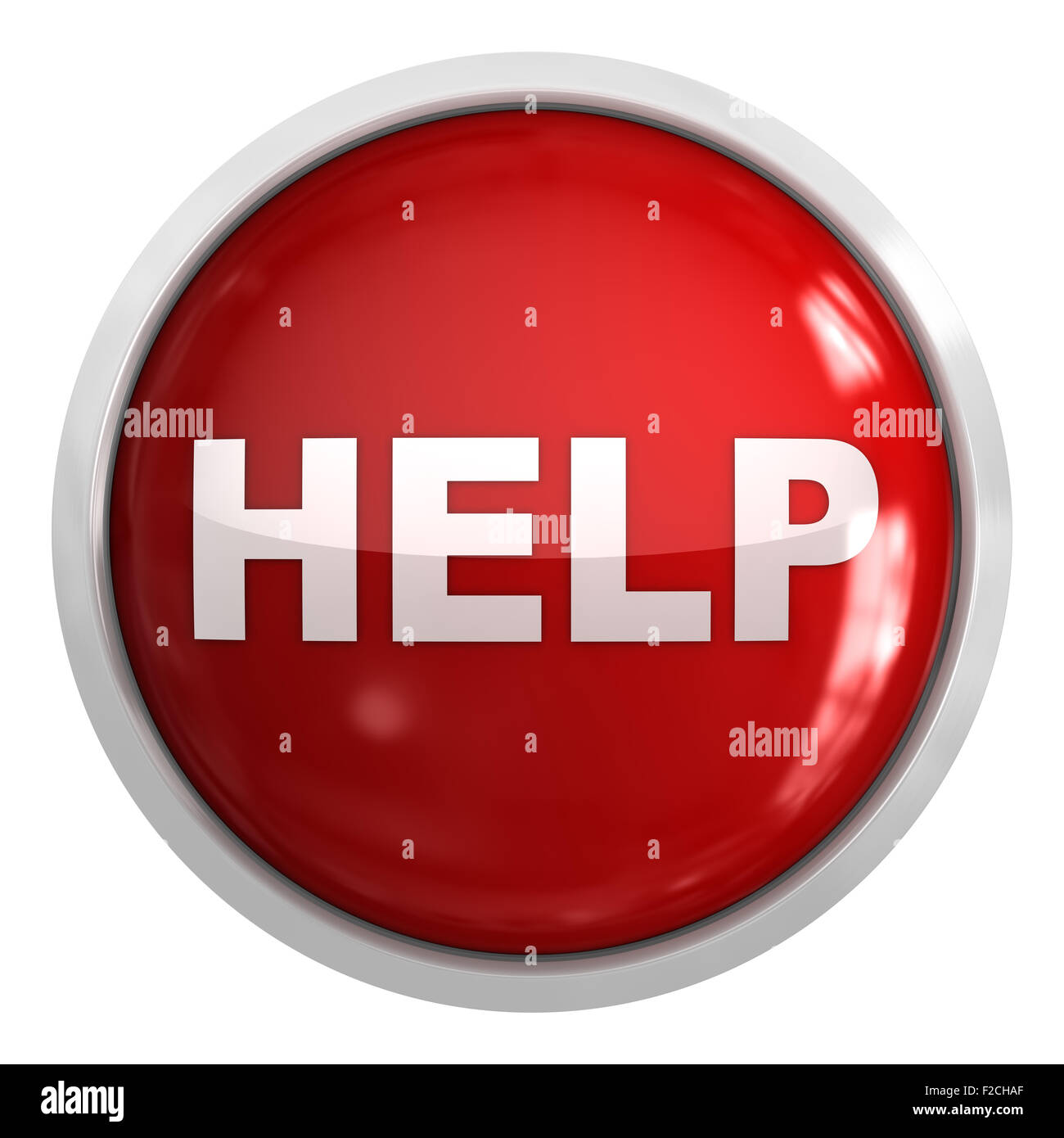 Help button , This is a computer generated and 3d rendered picture. Stock Photo