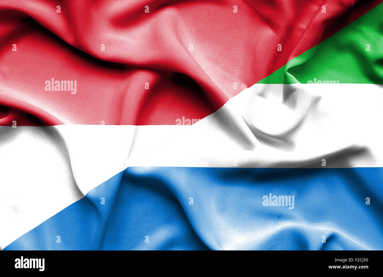 Waving flag of Sierra Leone and Indonesia Stock Photo - Alamy