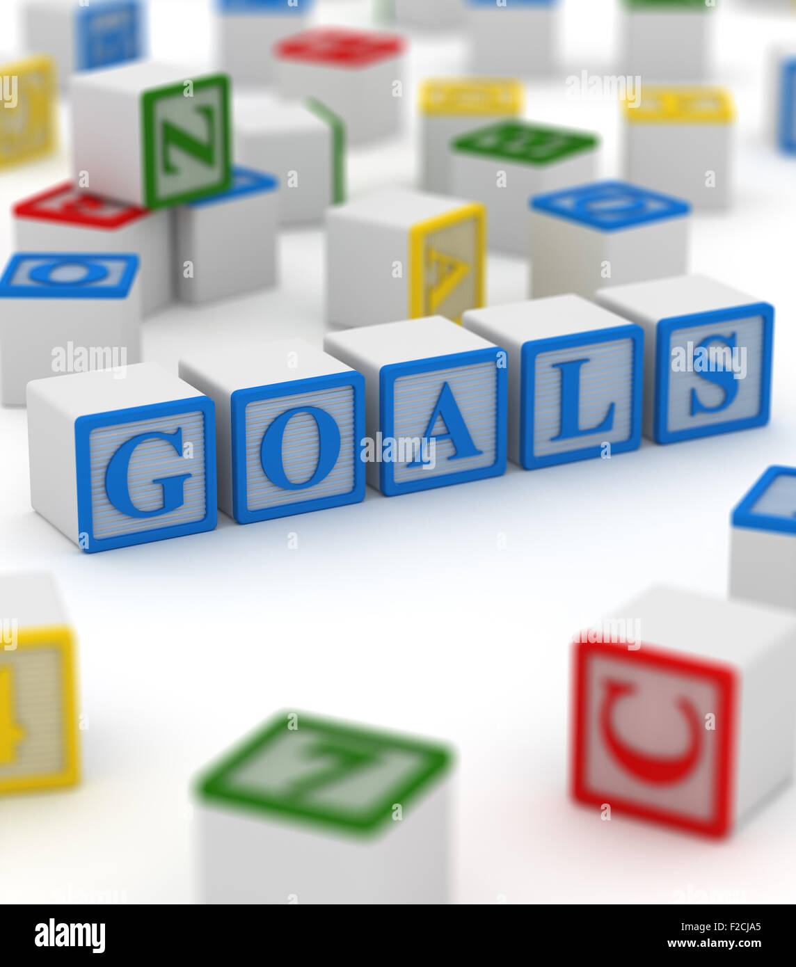 Colorful block - goals , This is a computer generated and 3d rendered picture. Stock Photo