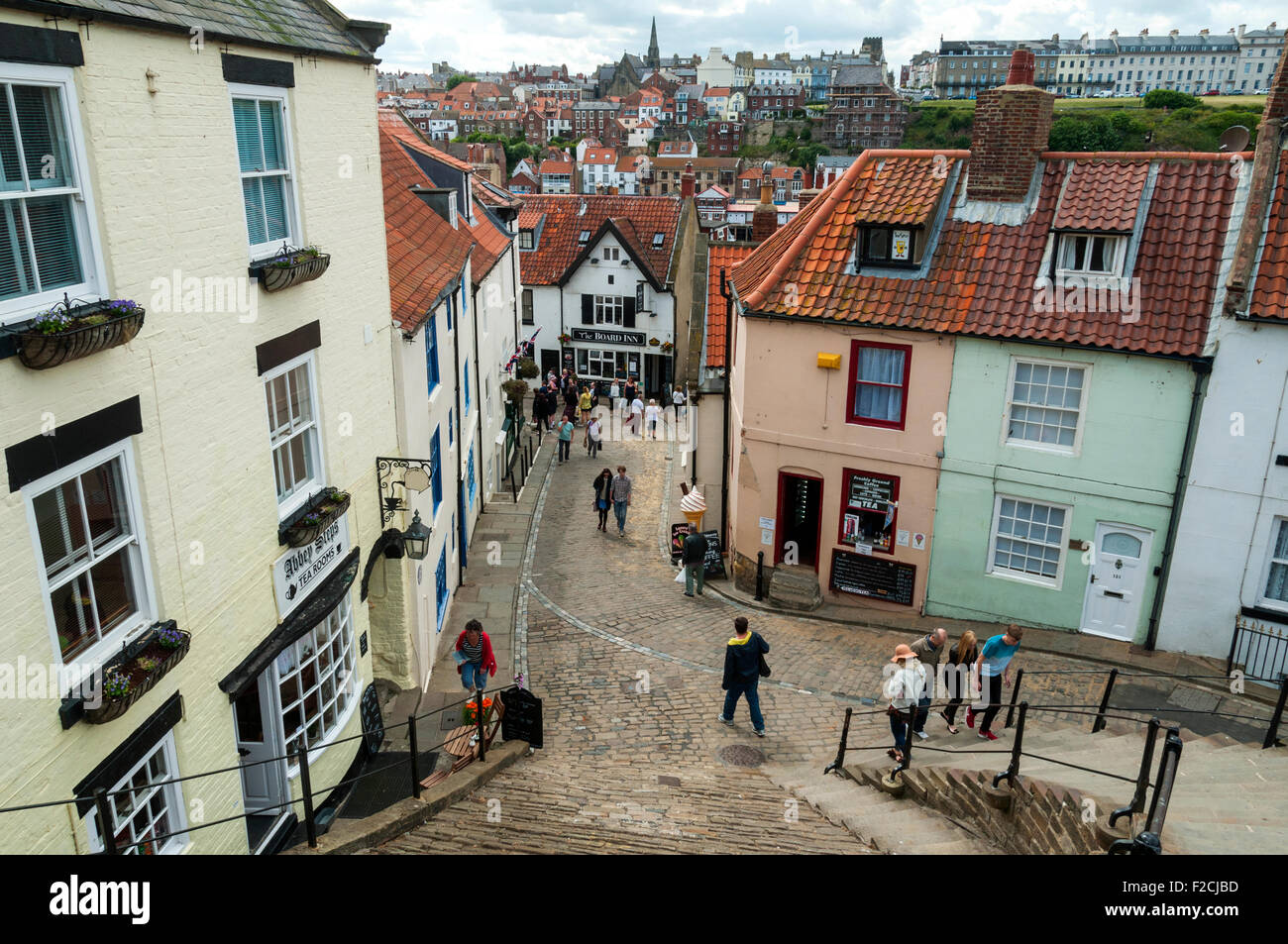 Church Lane, at the base of the 199 steps.  Whitby, Yorkshire, England, UK Stock Photo