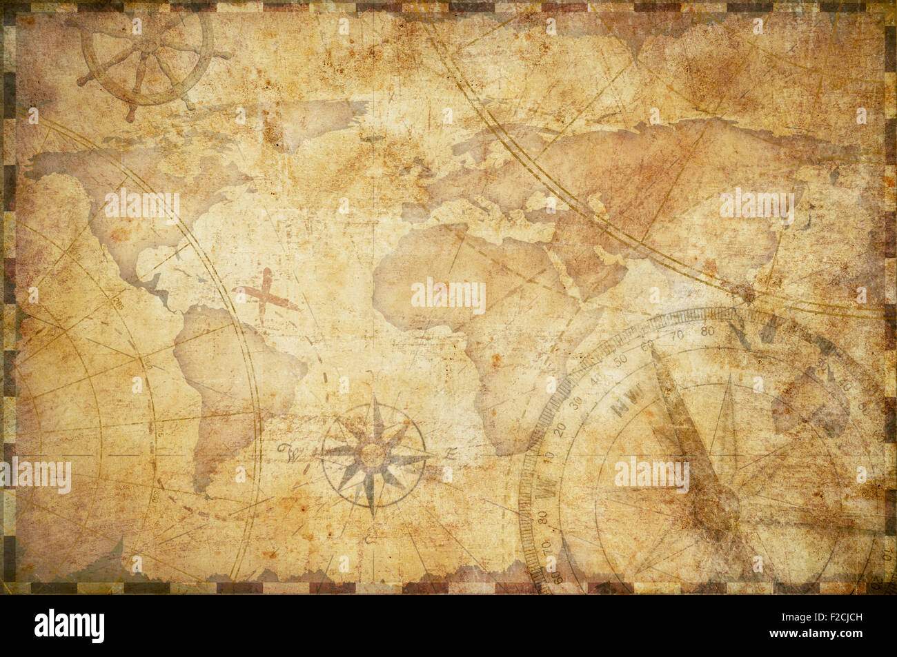 old nautical treasure map background Stock Photo