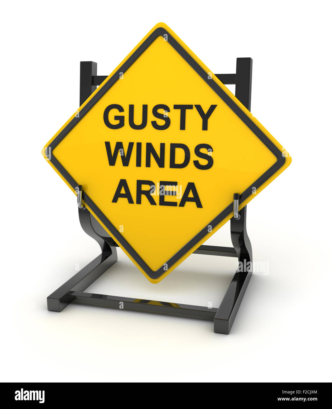 Road sign - gusty winds area , This is a computer generated and 3d rendered picture. Stock Photo