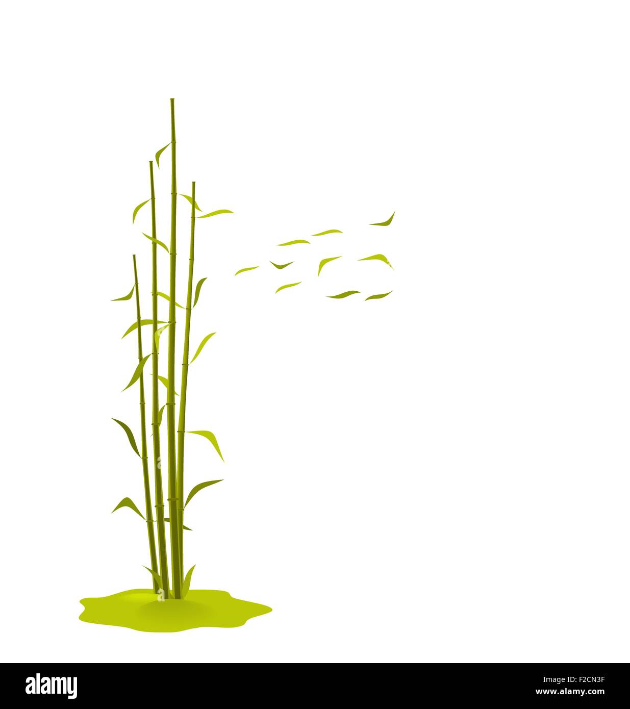 The illustration a wind breaks bamboo leaves Stock Vector