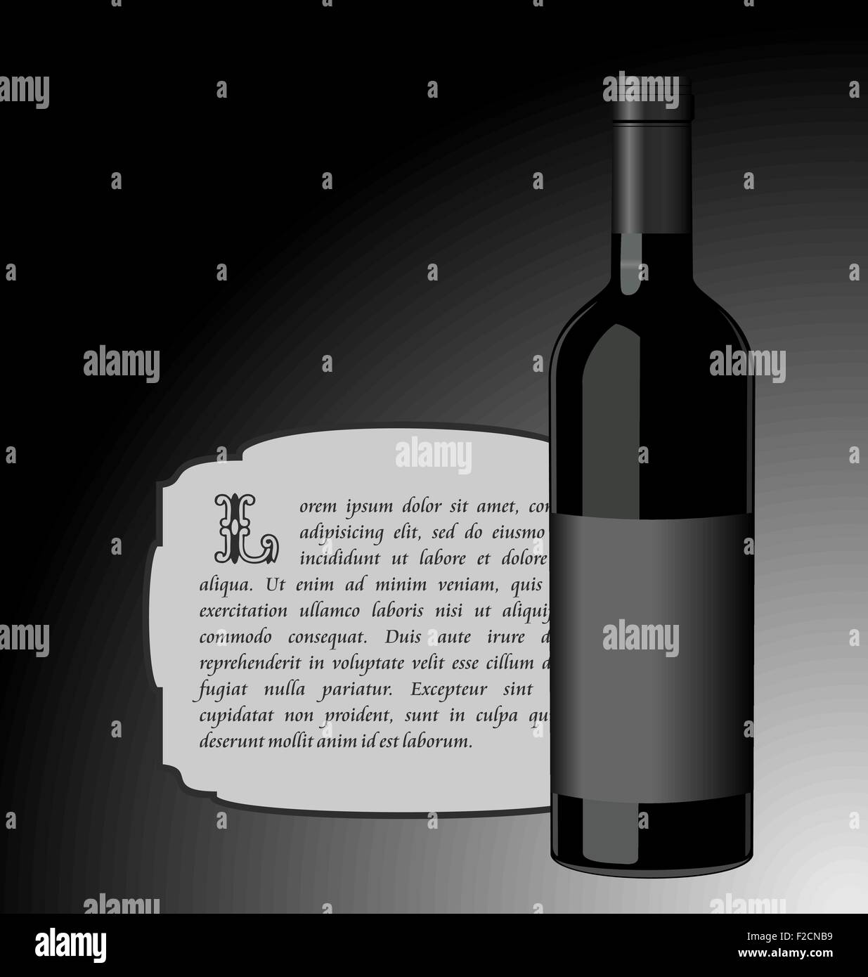 Illustration the elite wine bottle with black blank label Stock Vector