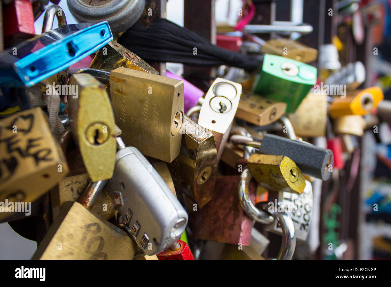 padlocks on bridge Stock Photo Alamy