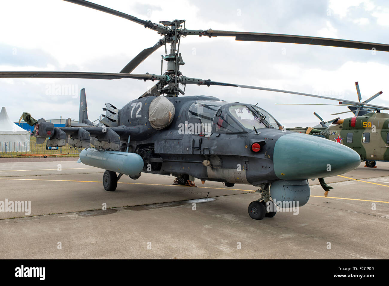 KA-52 Alligator Helicopter  at MAKS 2015 Air Show in Moscow, Russia Stock Photo