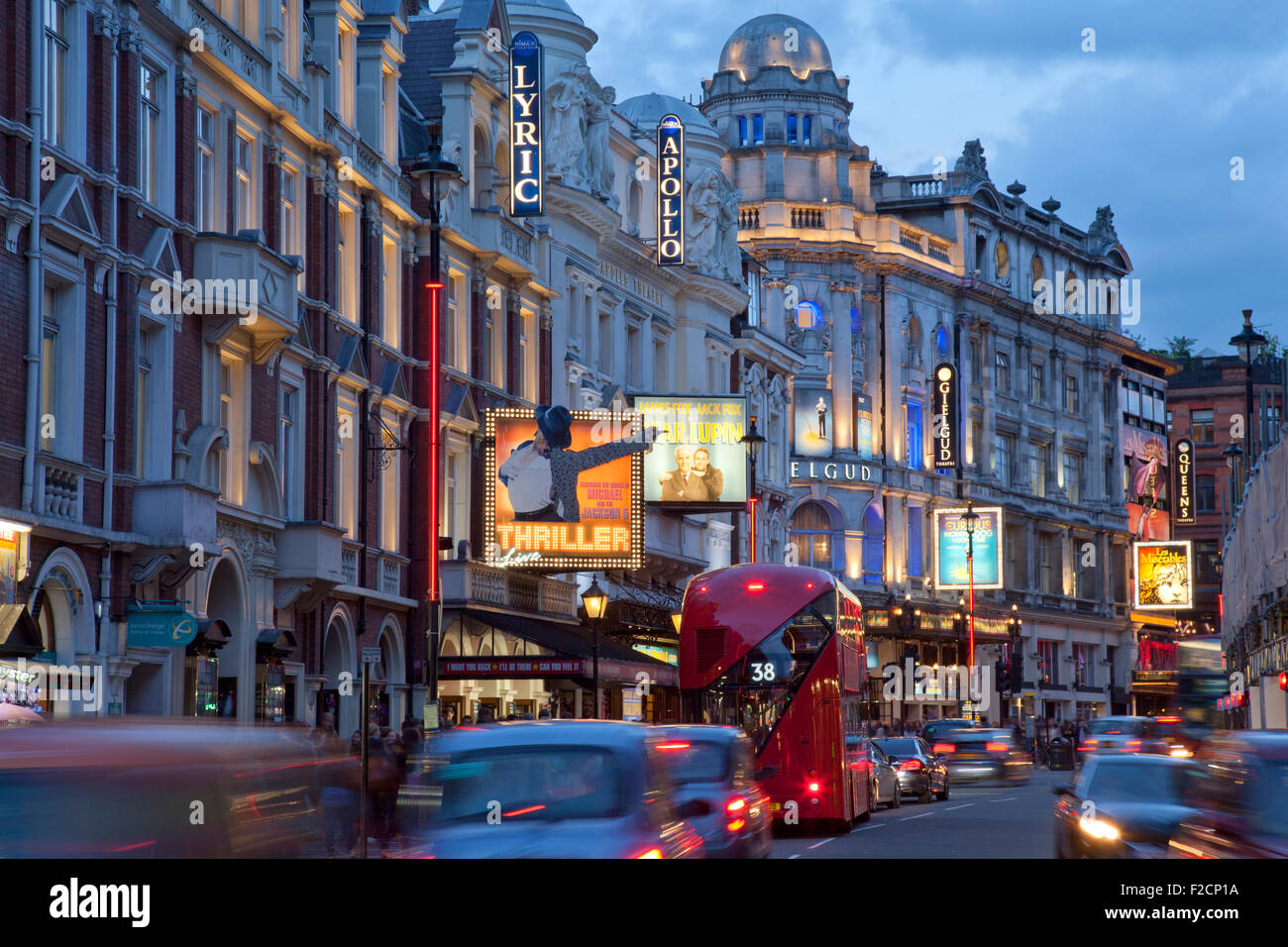 London Theatreland at night, Shaftesbury Avenue Stock Photo
