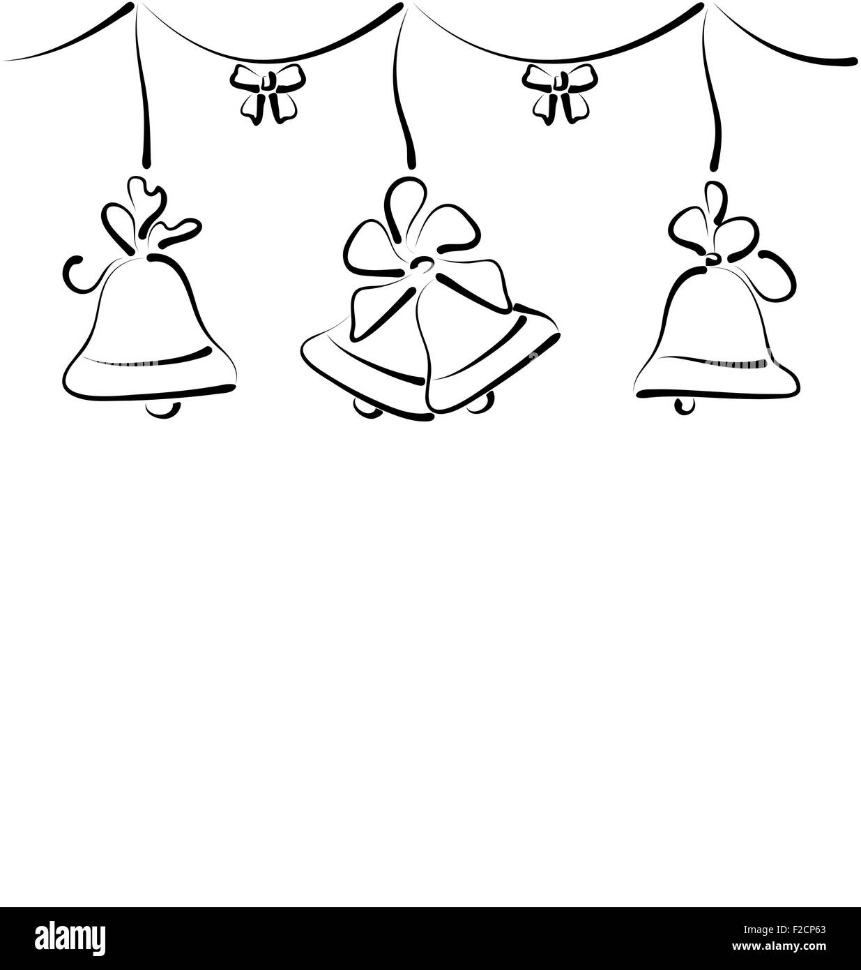 Christmas background with set outline bells Stock Vector Image & Art