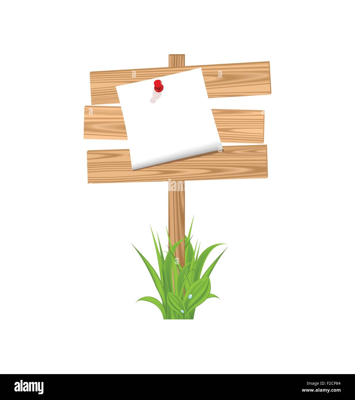 Wooden signpost with announcement, grass Stock Vector Image & Art - Alamy