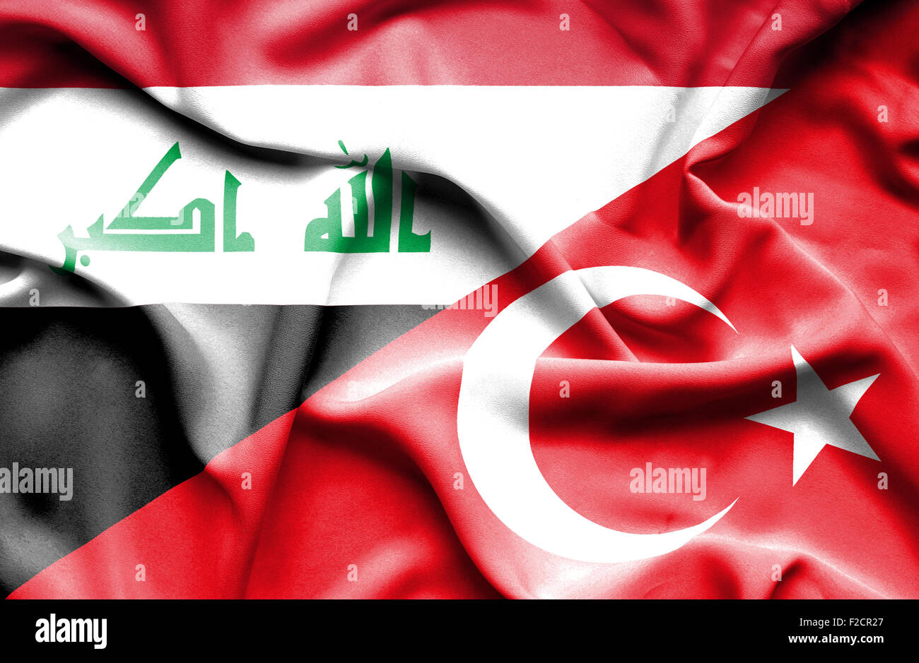 Waving flag of Turkey and Iraq Stock Photo - Alamy