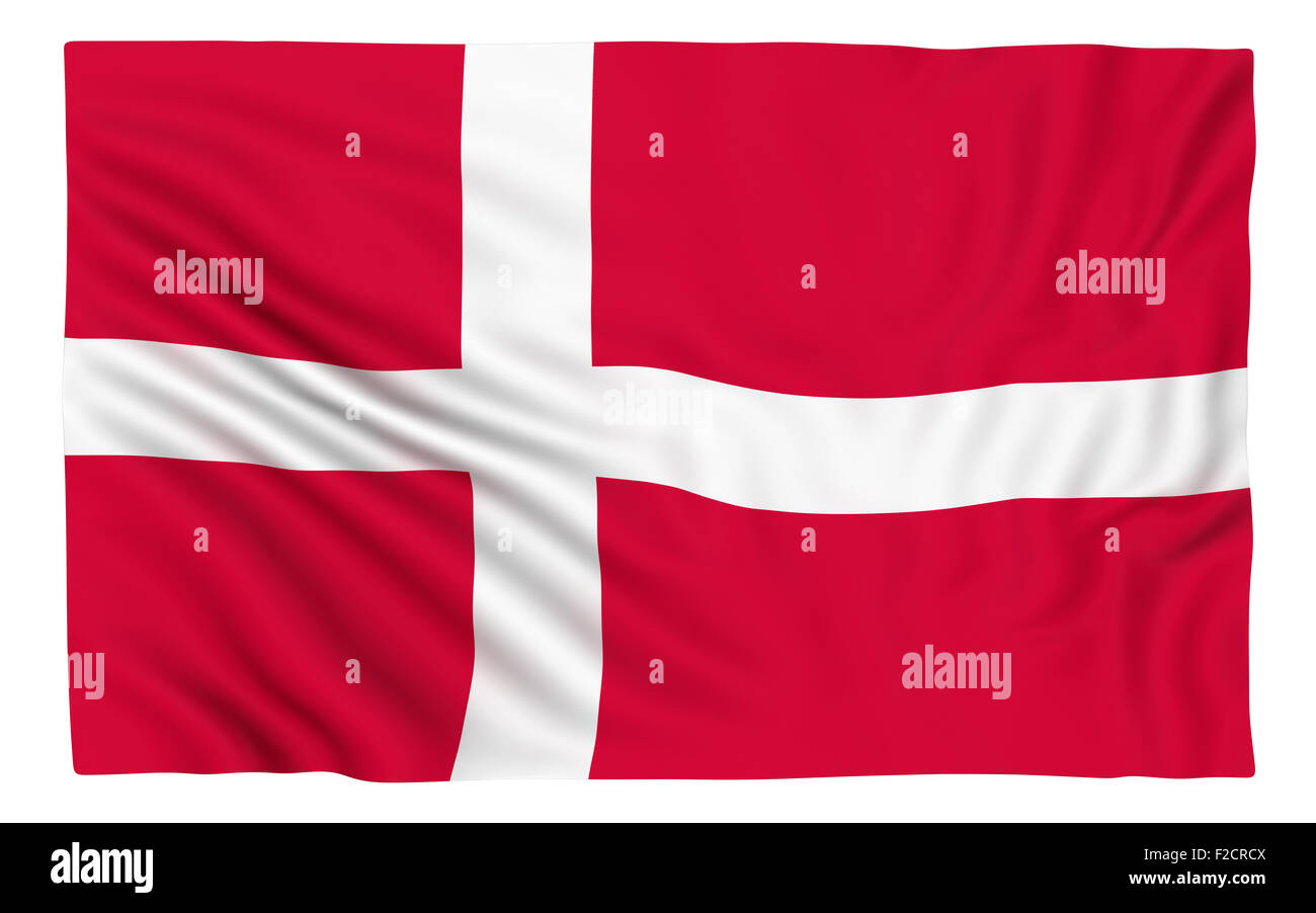 Flag of Denmark , isolated on white. Stock Photo