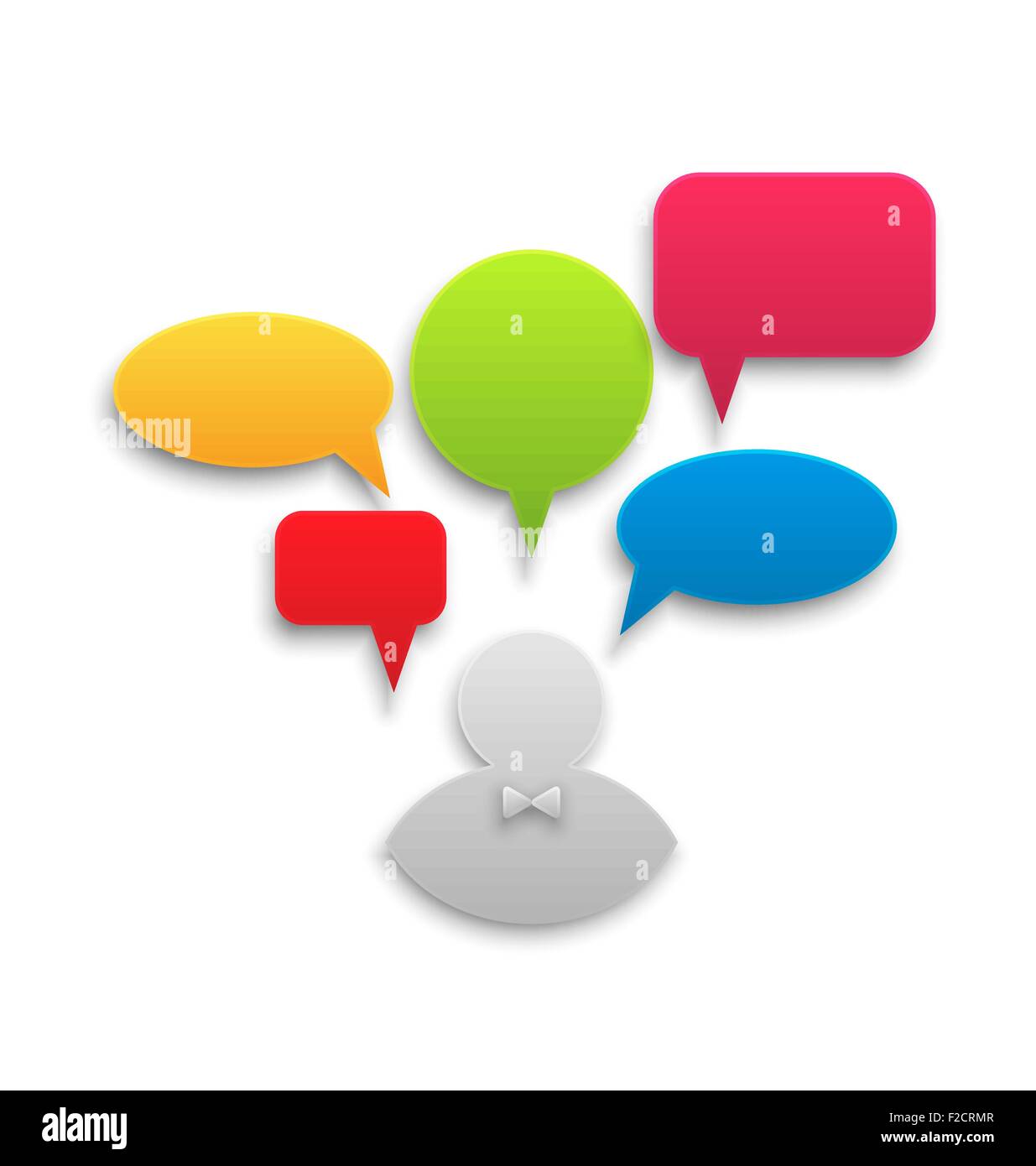 Icon of businessman with set colorful speech bubbles Stock Vector Image ...