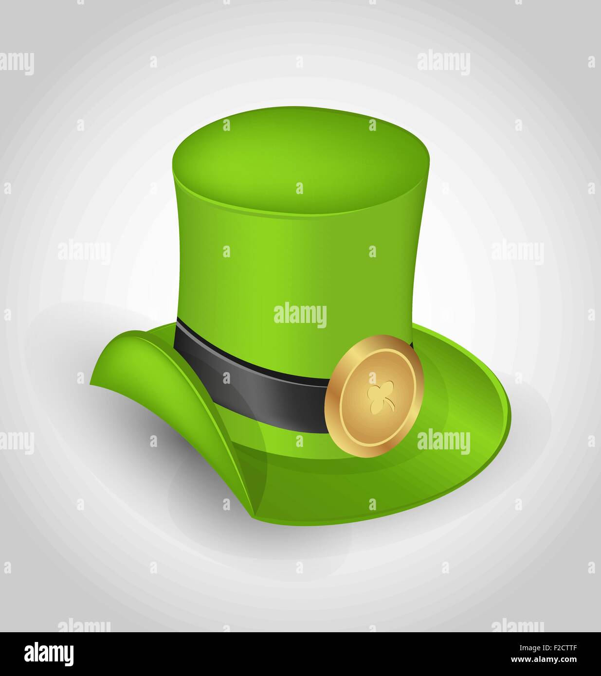 Green hat with buckle in saint Patrick Day - isolated on white b Stock Vector