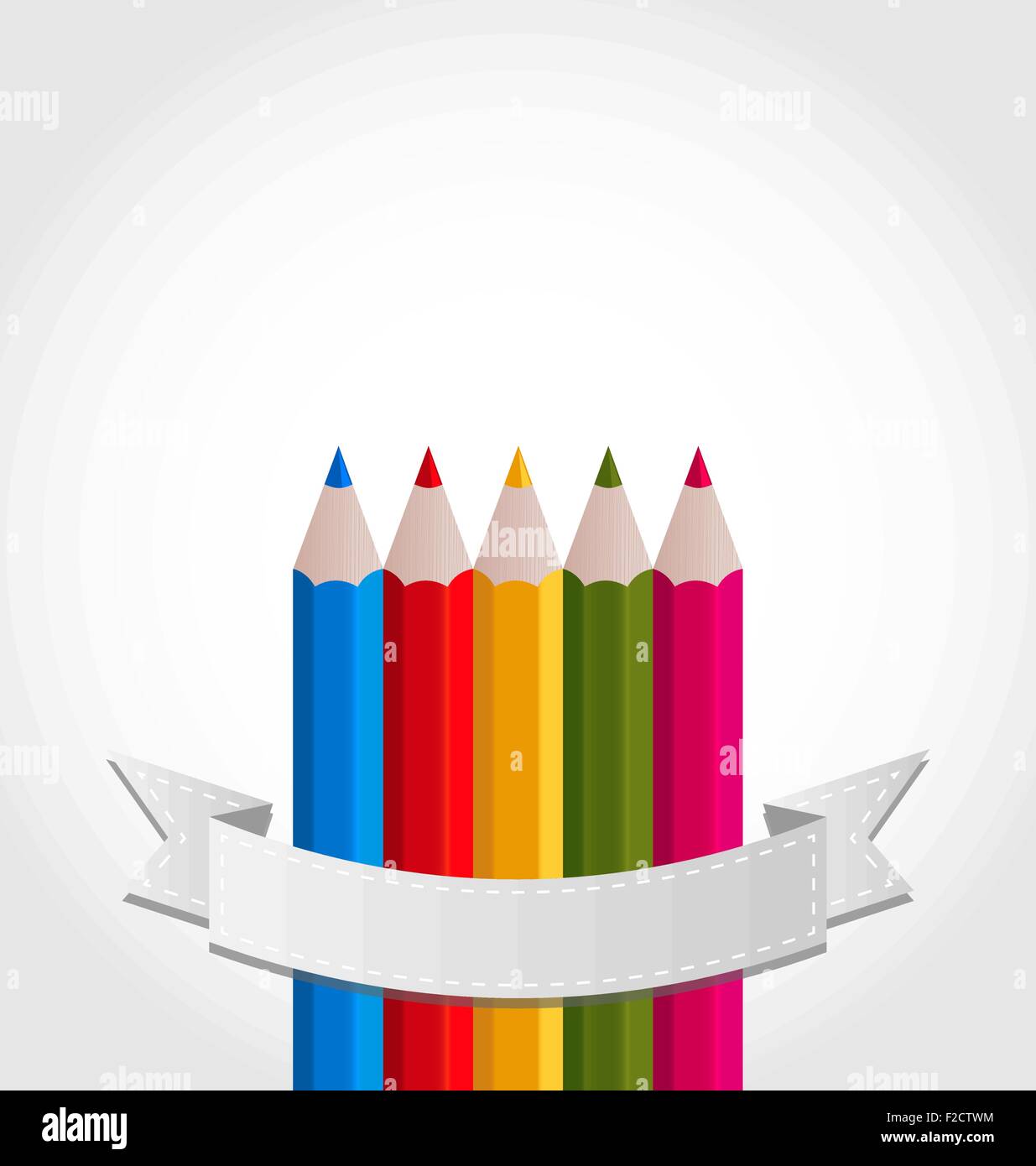Colorful pencils with ribbon, on white background Stock Vector Image