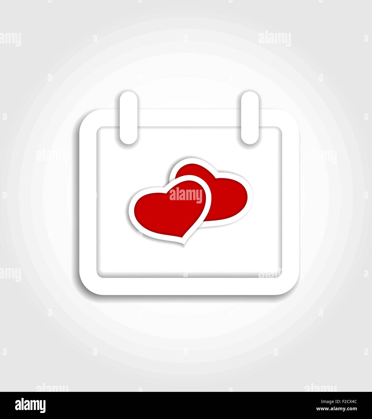 Calendar icon for Valentines day with hearts Stock Vector Image & Art ...