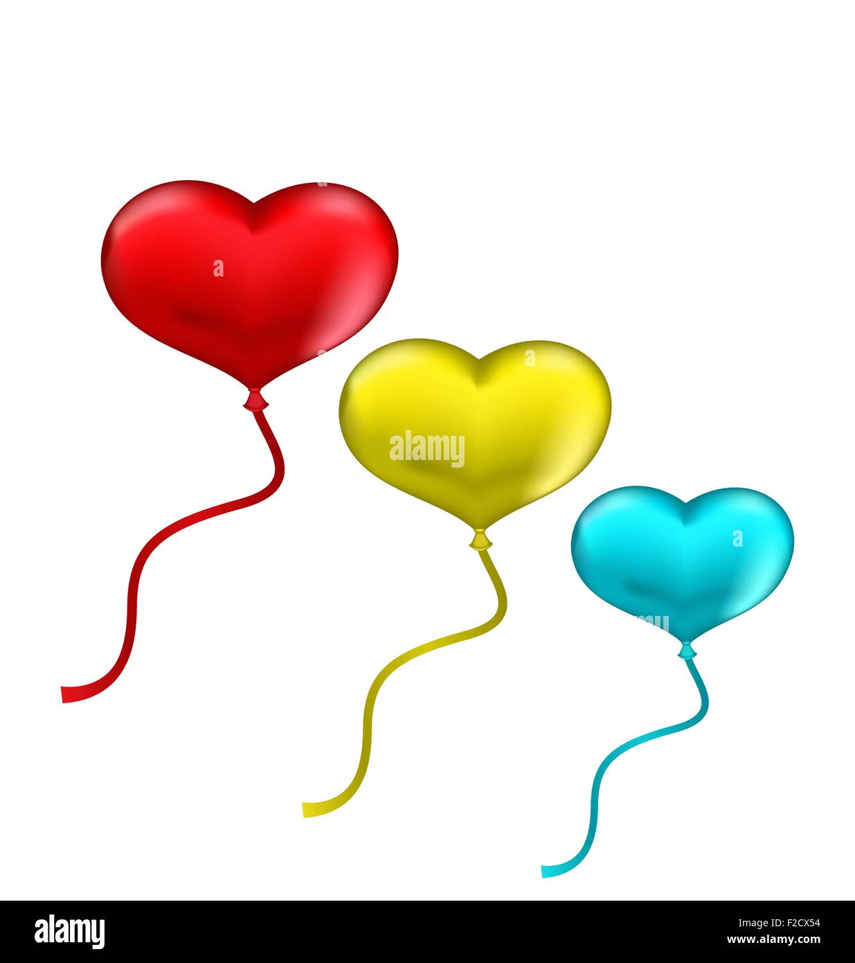 Colourful hearts balloons isolated on white background Stock Vector