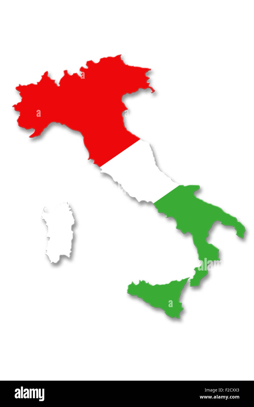 map of Italy in tricolor Stock Photo