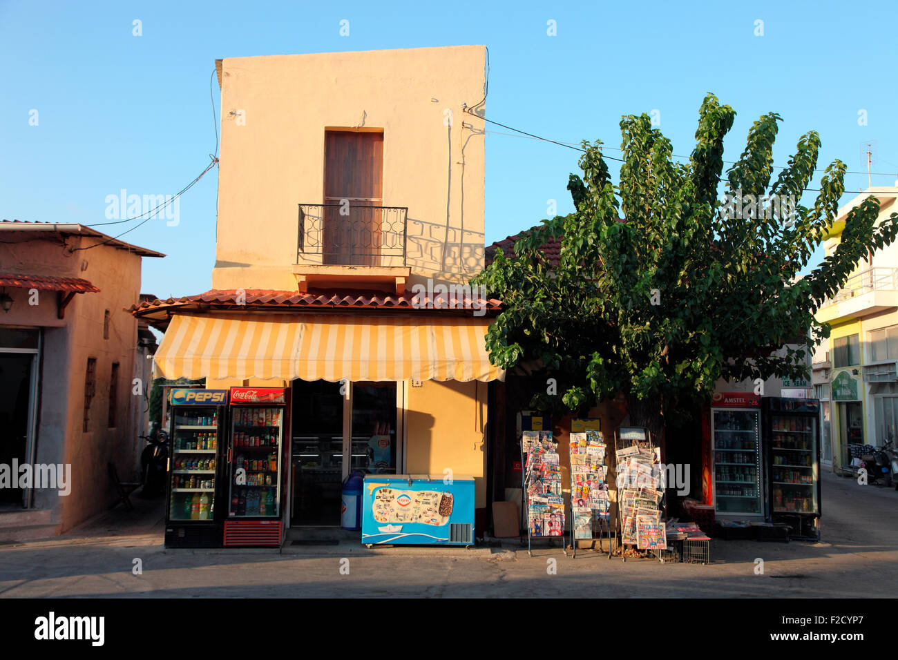 Convenience Store in Ialyssos, on the Dodecanese island of Rhodes; Stock Photo