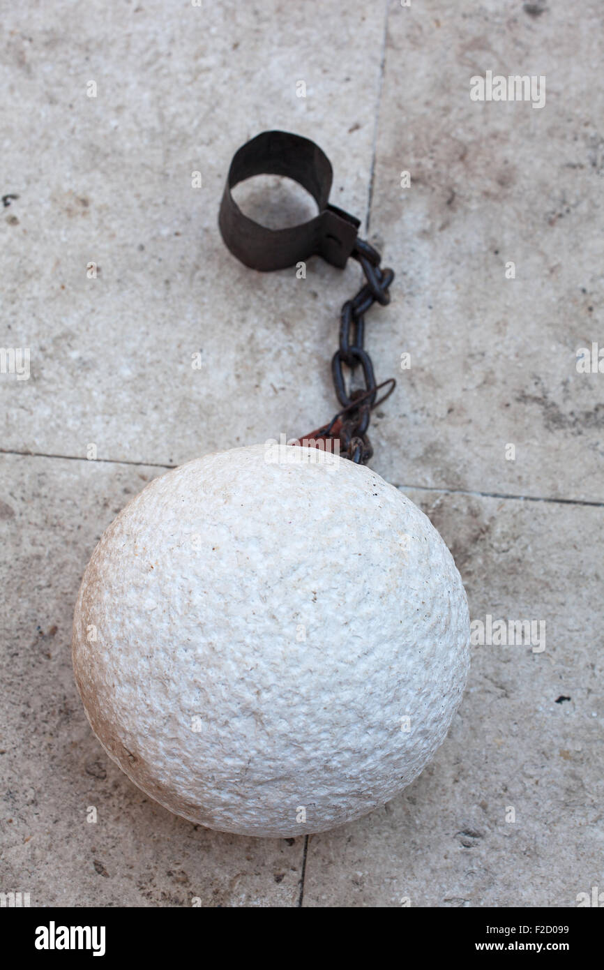 Photo of a prisoner ball and chain Stock Photo Alamy