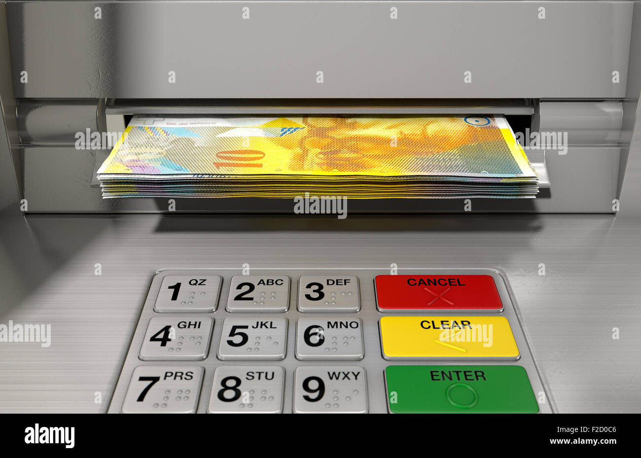 Atm Open Note A closeup view of a generic atm facade with an illuminated sceen and ...