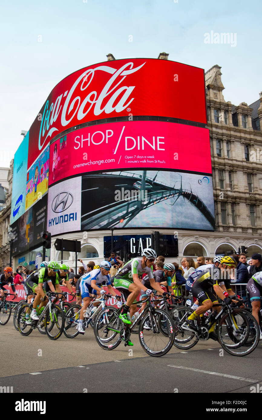 Competitors in the Tour of Britain 2015 cycle race ride through