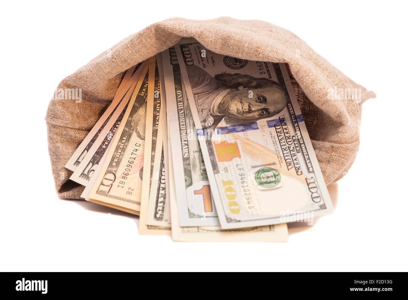 money bag with dollars Stock Photo Alamy
