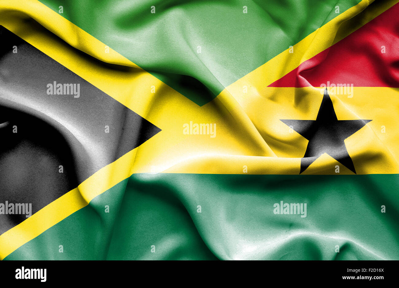 Waving flag of Ghana and Jamaica Stock Photo Alamy