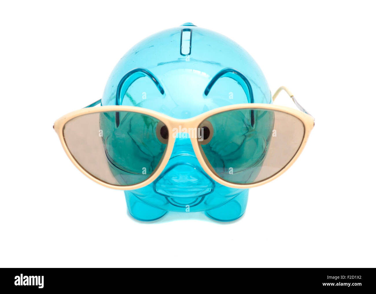 Piggy bank with sunglasses isolated Stock Photo - Alamy