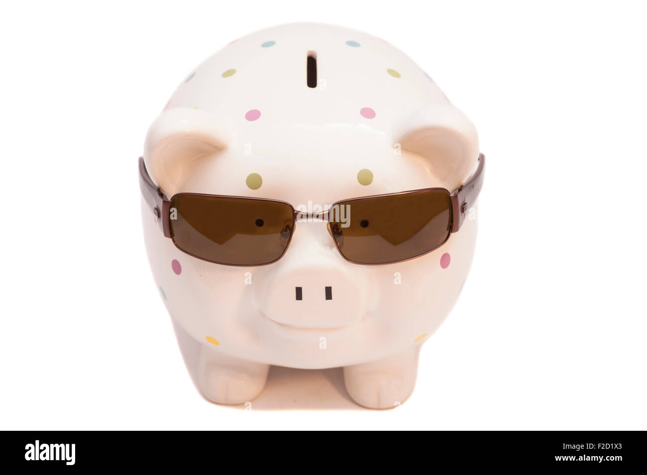 Piggy bank with sunglasses isolated Stock Photo - Alamy