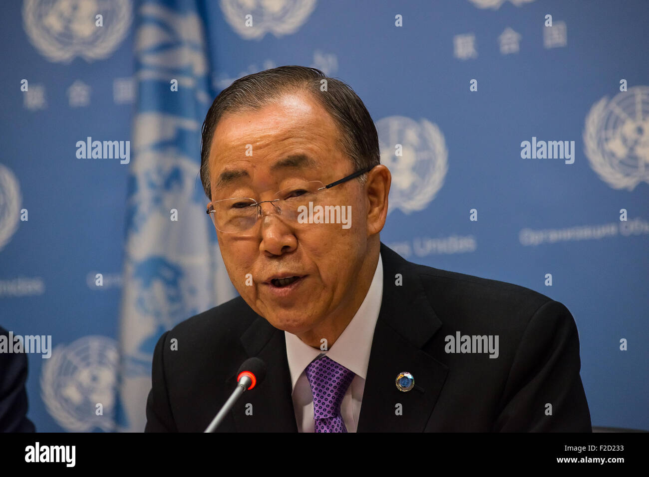 New York, United States. 16th Sep, 2015. Ban Ki-moon speaks about the ...