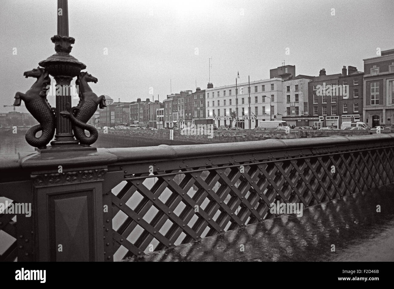 Grattan Bridge over the River Liffey with The Ormond Hotel on the Lower Ormond Quay, referred to in James Joyce 'Dubliners', Dublin, Ireland Stock Photo