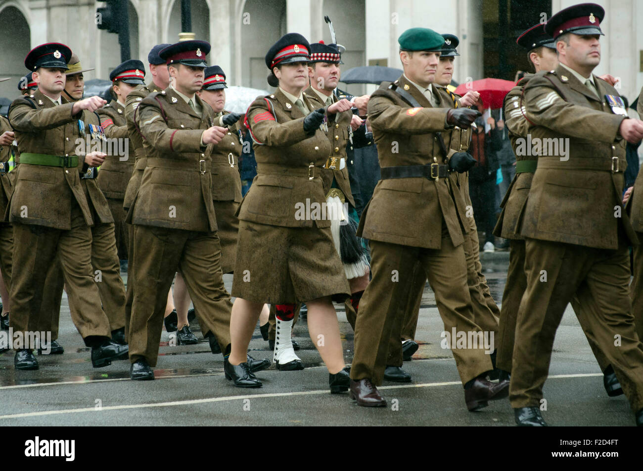 London, UK, 16 September 2015, HMS Seahawk parade down Whitehall led by ...