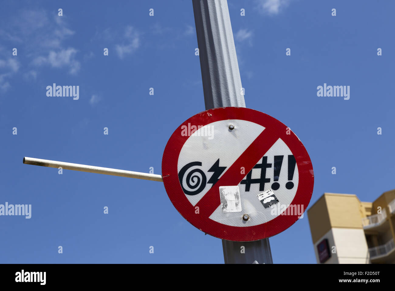 No swearing cursing sign on lamp post Virginia Beach Virginia USA Stock Photo