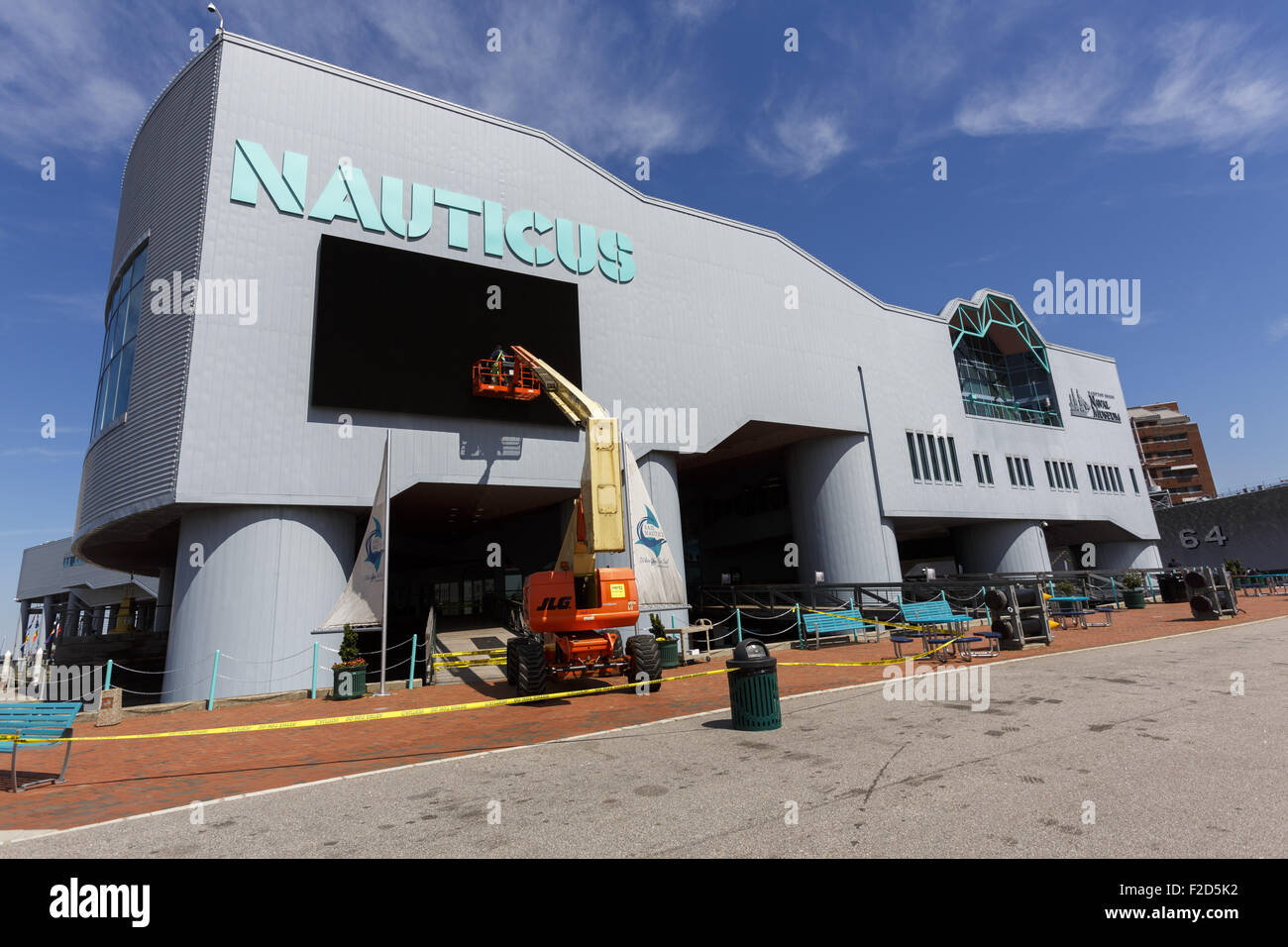 Nauticus Naval Museum Hamoton Roads Norfolk  JLG 800A Articulating Boom Lift Stock Photo