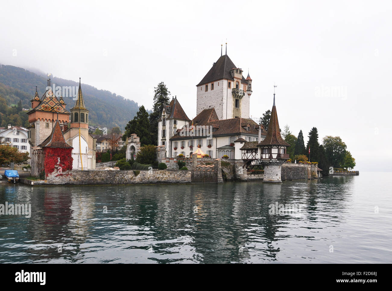 Oberhofen Castle on the lake of Thun, Switzerland Stock Photo