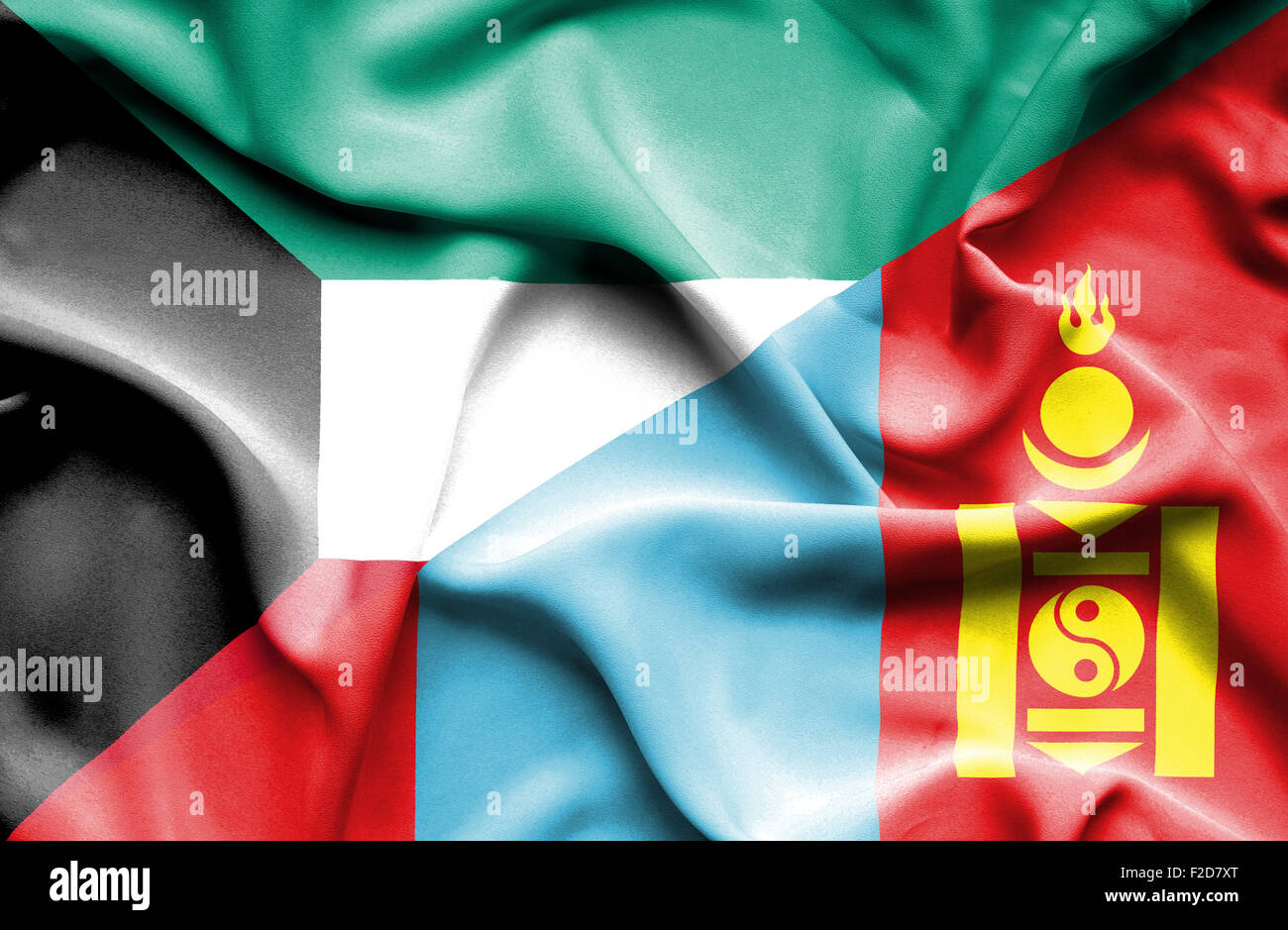 Waving flag of Mongolia and Kuwait Stock Photo - Alamy